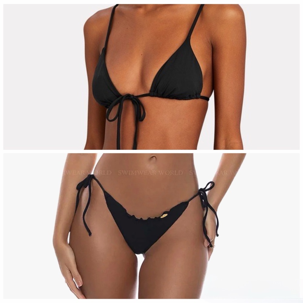 WeWoreWhat Triangle Swim Top & Luli Fama Wavy Scrunch Butt Bikini Set SMALL